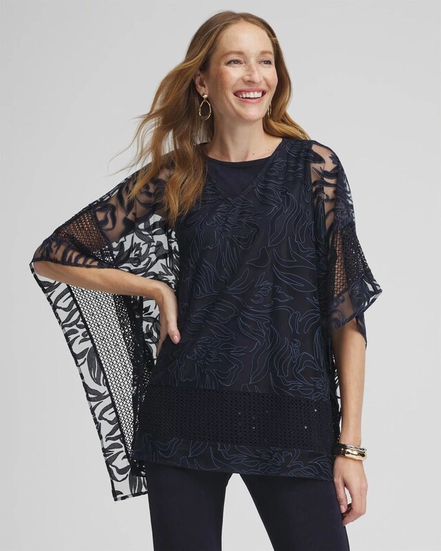 Travelers Collection Burnout Poncho - image 1